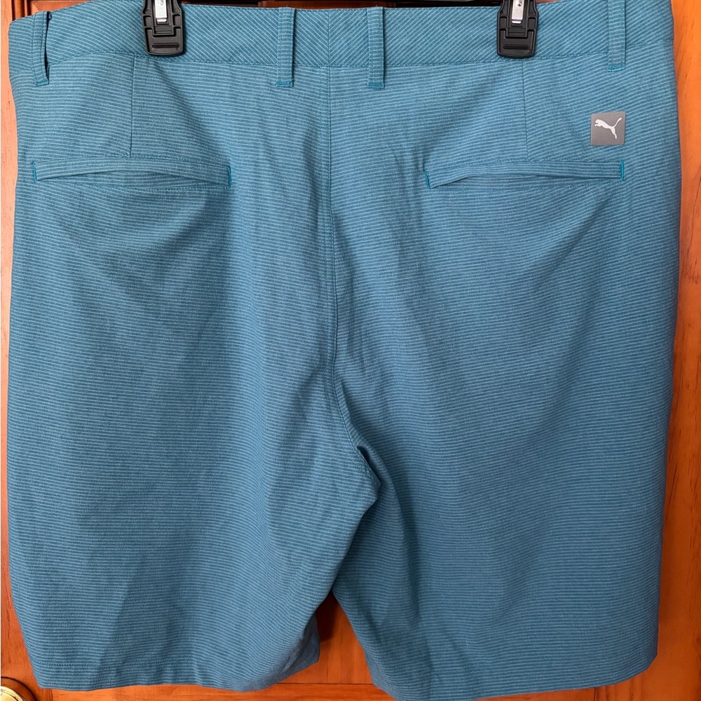 Puma Men's Teal Flat-Front Performance Shorts Waist Size 40 - Picture 2 of 9